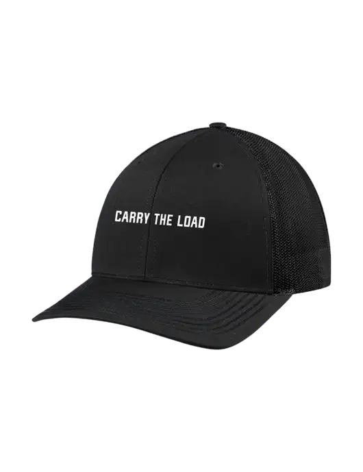 Richardson Adjustable Snapback Original 112 Trucker Cap Black w/Black Mesh w/Carry The Load Logo