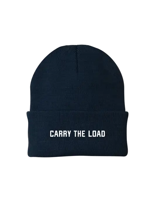 Navy Knit Cap w/Carry The Load Logo