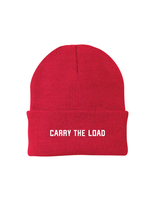 Red Knit Cap w/Carry The Load Logo