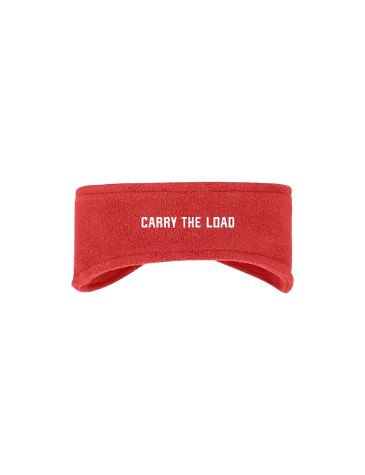 Red Stretch Fleece Headband w/Carry The Load Logo