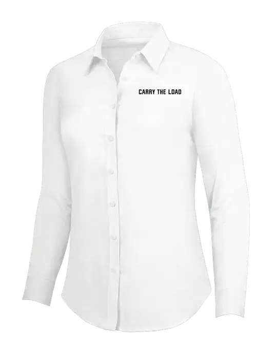 White Womens SuperPro Oxford Shirt w/Carry The Load Logo