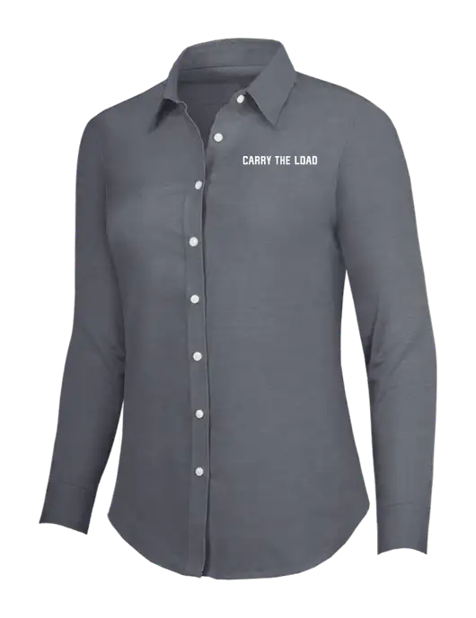 Dark Grey Womens SuperPro Oxford Shirt w/Carry The Load Logo