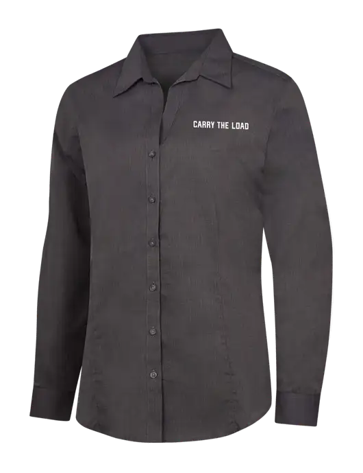 Womens Soft Black Crosshatch Easy Care Shirt w/Carry The Load Logo