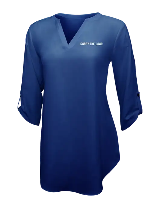 Dark Royal Womens 3/4 Sleeve Tunic Blouse w/Carry The Load Logo