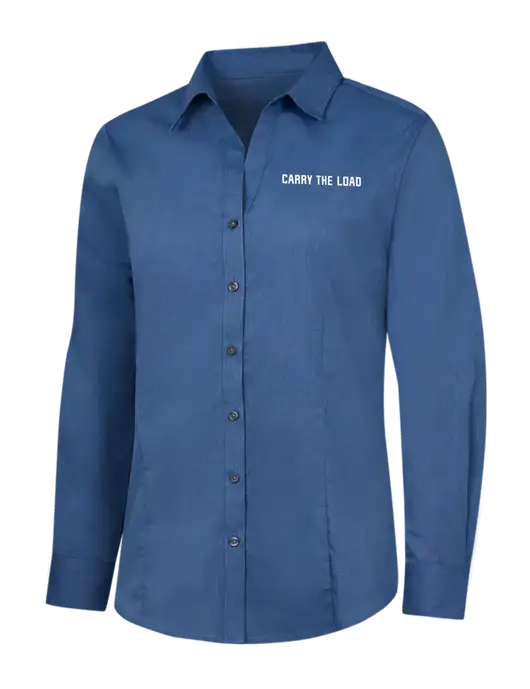 Light Navy Womens Crosshatch Easy Care Shirt w/Carry The Load Logo