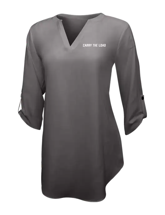 Dark Grey Womens 3/4 Sleeve Tunic Blouse w/Carry The Load Logo