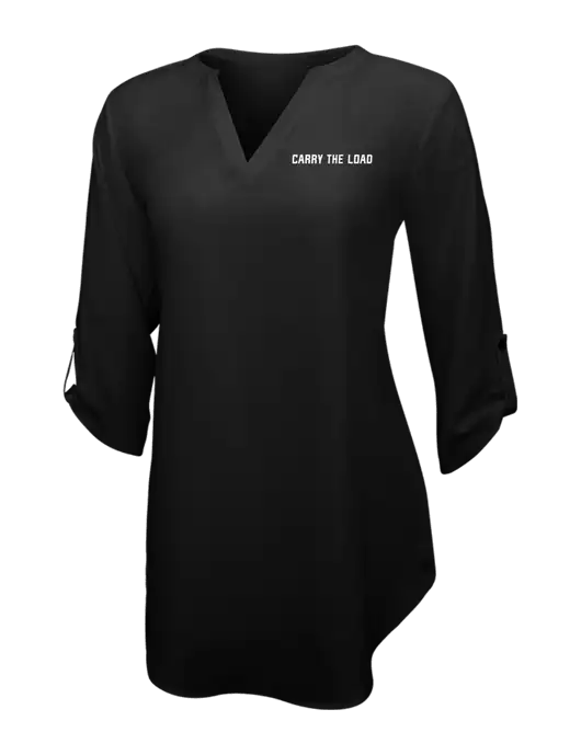 Womens Black 3/4 Sleeve Tunic Blouse w/Carry The Load Logo