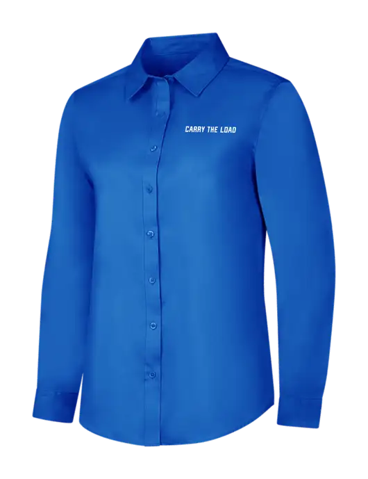 Womens Long Sleeve Royal Blue Superpro React Twill Shirt w/Carry The Load Logo