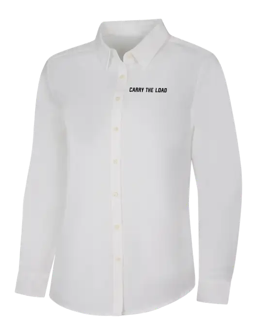 Womens White Long Sleeve Superpro React Twill Shirt w/Carry The Load Logo
