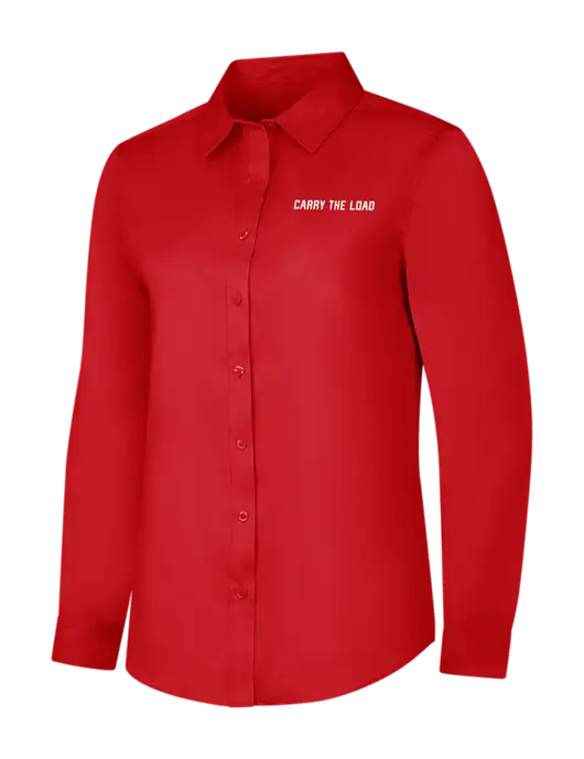 Red Womens Long Sleeve Superpro React Twill Shirt w/Carry The Load Logo