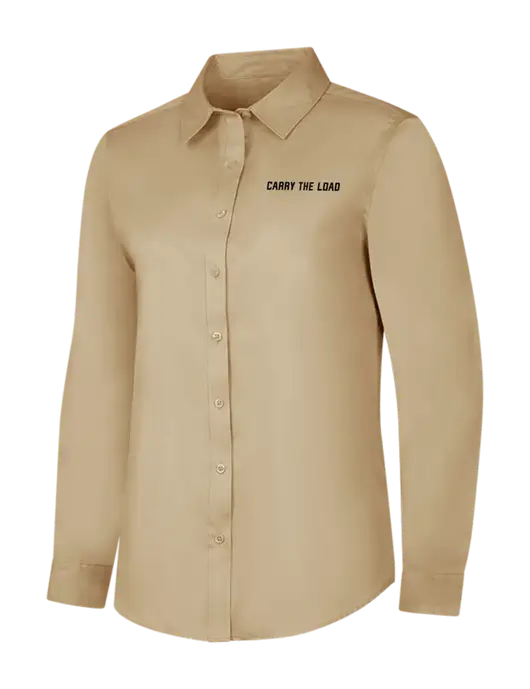 Dark Tan Womens Long Sleeve Superpro React Twill Shirt w/Carry The Load Logo