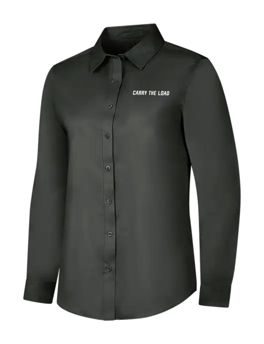Dark Grey Womens Long Sleeve Superpro React Twill Shirt w/Carry The Load Logo
