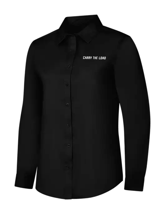Womens Black Long Sleeve Superpro React Twill Shirt w/Carry The Load Logo