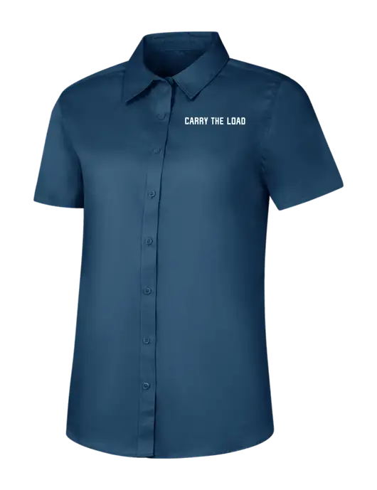 Womens Light Navy Short Sleeve Superpro React Twill Shirt w/Carry The Load Logo