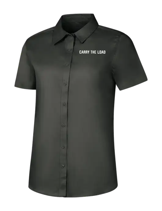 Womens Dark Grey Short Sleeve Superpro React Twill Shirt w/Carry The Load Logo