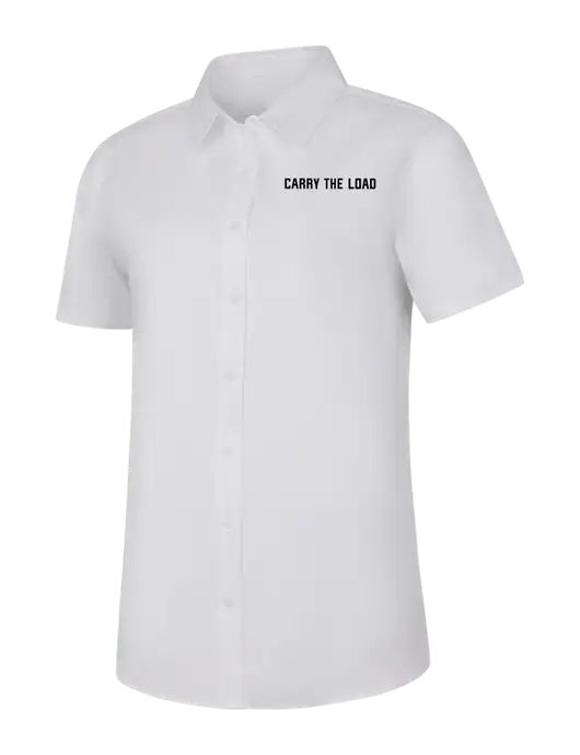 Womens White Short Sleeve Superpro React Twill Shirt w/Carry The Load Logo