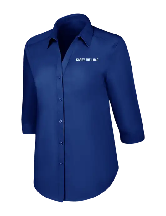 Womens Royal 3/4 Sleeve Carefree Poplin Shirt w/Carry The Load Logo