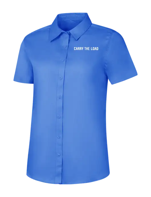 Womens Dark Carolina Blue Short Sleeve Superpro React Twill Shirt w/Carry The Load Logo