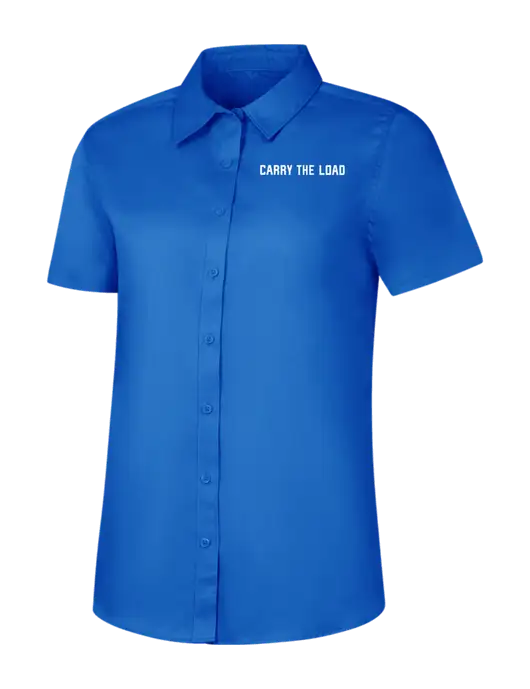 Womens Short Sleeve Royal Blue Superpro React Twill Shirt w/Carry The Load Logo