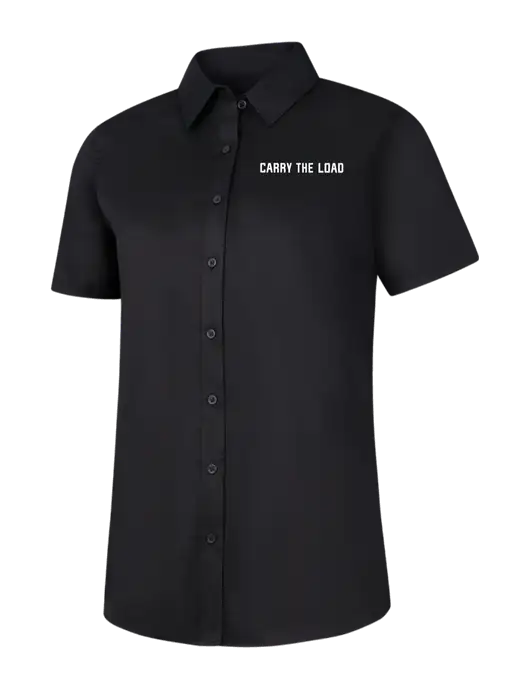 Womens Black Short Sleeve Superpro React Twill Shirt w/Carry The Load Logo