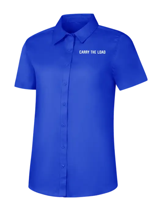 Womens Short Sleeve Dark Royal Superpro React Twill Shirt w/Carry The Load Logo