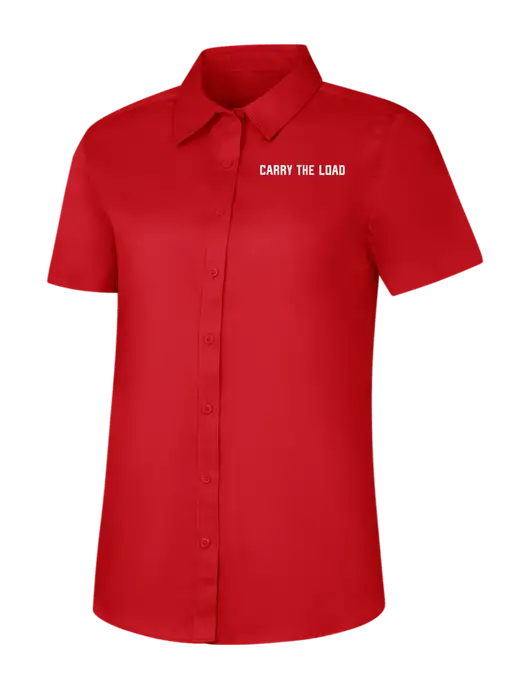 Womens Red Short Sleeve Superpro React Twill Shirt w/Carry The Load Logo