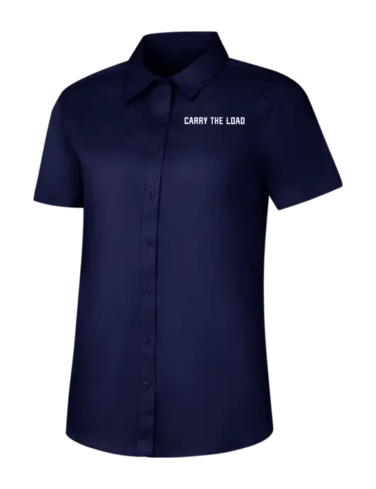 Womens Navy Short Sleeve Superpro React Twill Shirt w/Carry The Load Logo