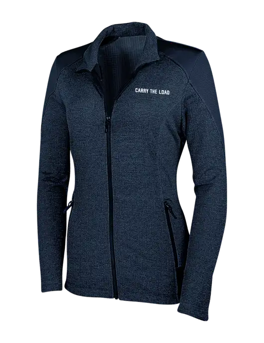 Navy Womens Grid Fleece Jacket w/Carry The Load Logo