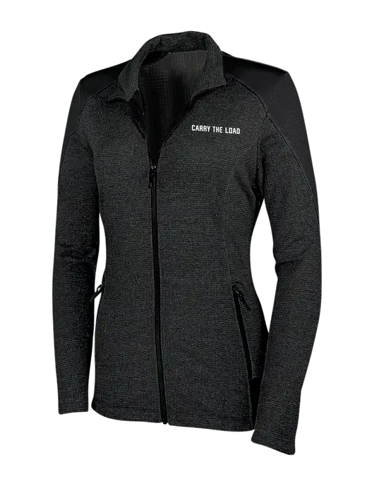 Womens Black Grid Fleece Jacket w/Carry The Load Logo