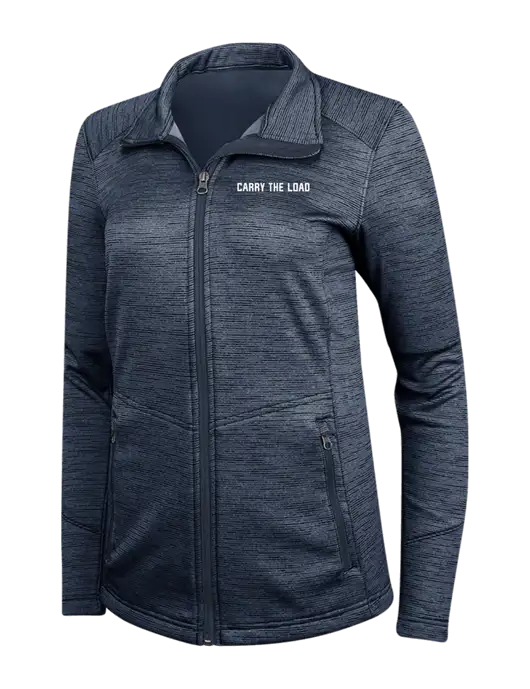 Navy Womens Digi Stripe Fleece Jacket w/Carry The Load Logo