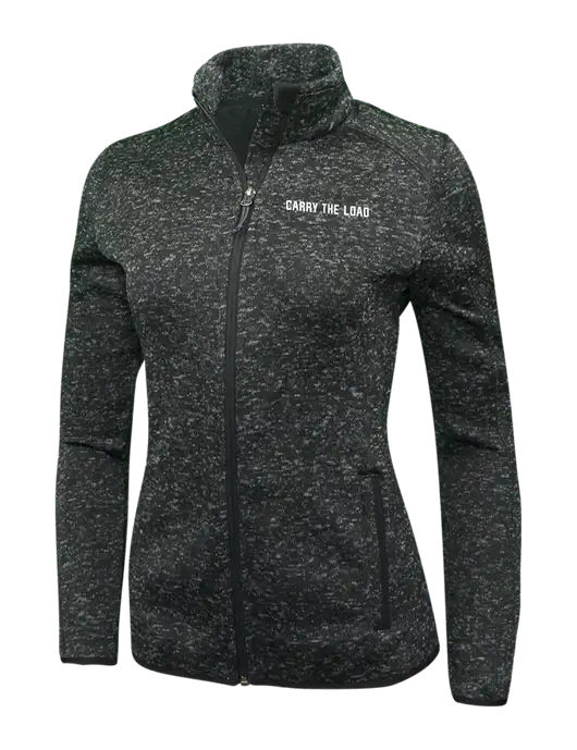 Black Heather Womens Sweater Fleece Jacket w/Carry The Load Logo
