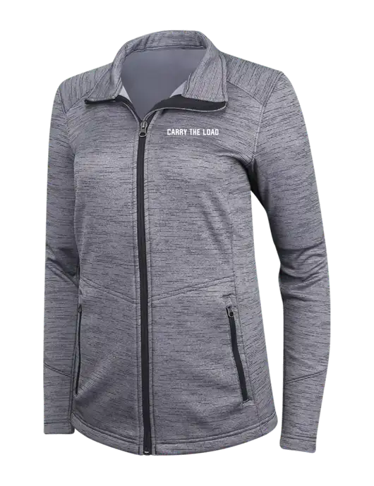 Medium Grey Womens Digi Stripe Fleece Jacket w/Carry The Load Logo