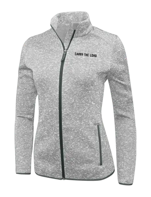 Grey Heather Womens Sweater Fleece Jacket w/Carry The Load Logo