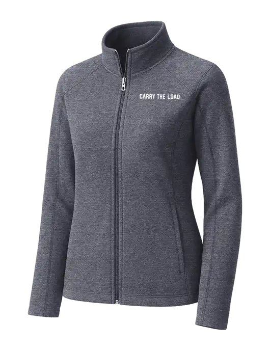 Light Navy Heather Womens Microfleece Full-Zip Jacket w/Carry The Load Logo