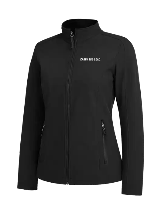 Black Womens Core Soft Shell Jacket w/Carry The Load Logo