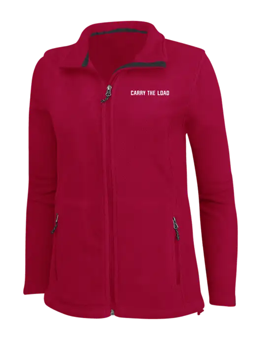 Womens Red Fleece Jacket w/Carry The Load Logo