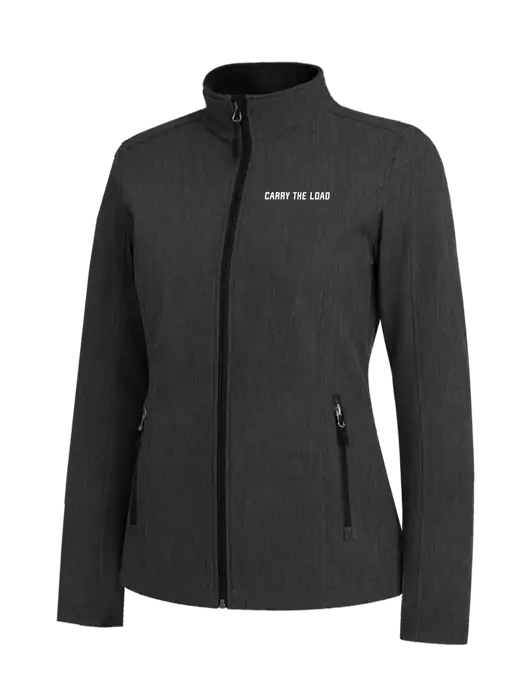 Black Charcoal Heather Womens Core Soft Shell Jacket w/Carry The Load Logo