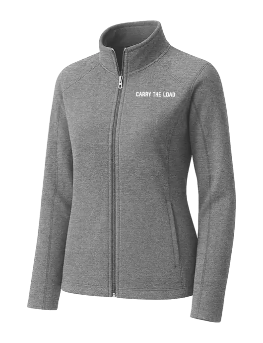 Medium Grey Womens Heather Microfleece Full-Zip Jacket w/Carry The Load Logo