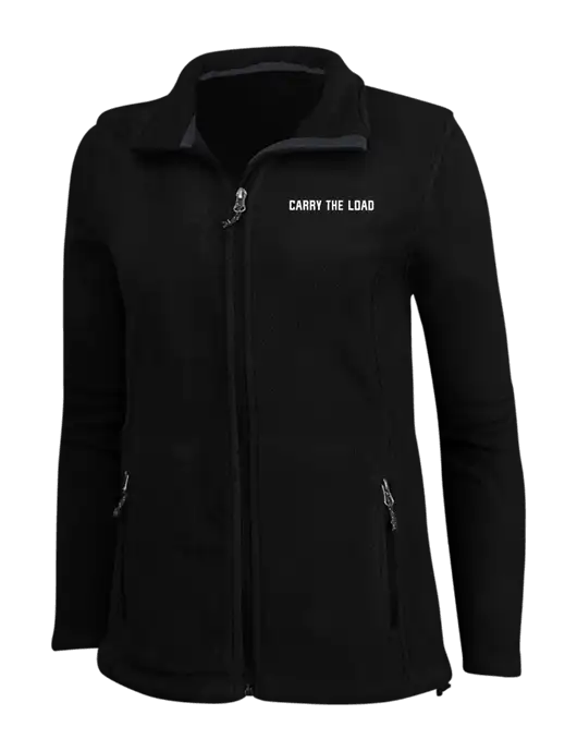 Womens Black Fleece Jacket w/Carry The Load Logo