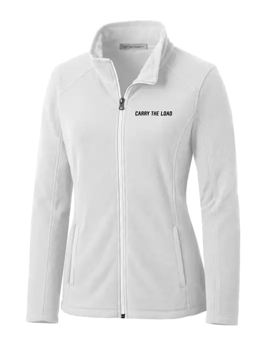 White Womens Microfleece Jacket w/Carry The Load Logo
