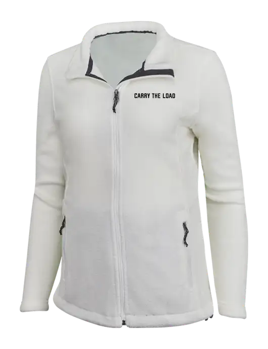 Womens White Fleece Jacket w/Carry The Load Logo