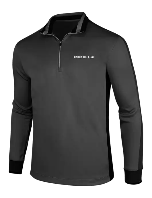 NIKE Anthracite Heather/Black Dry-Fit 1/2 Zip Cover-Up w/Carry The Load Logo