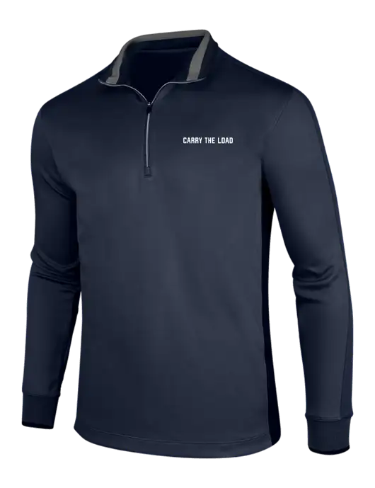 NIKE Midnight Navy Heather/Midnight Navy Dry-Fit 1/2 Zip Cover-Up w/Carry The Load Logo