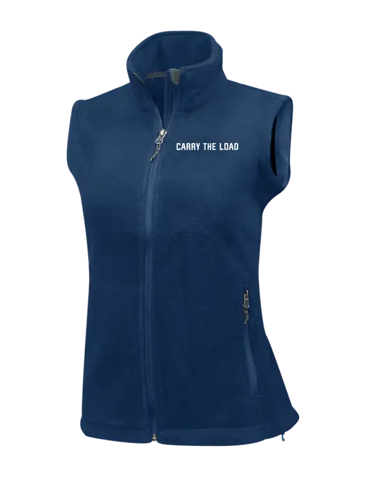 Navy Womens Fleece Vest w/Carry The Load Logo