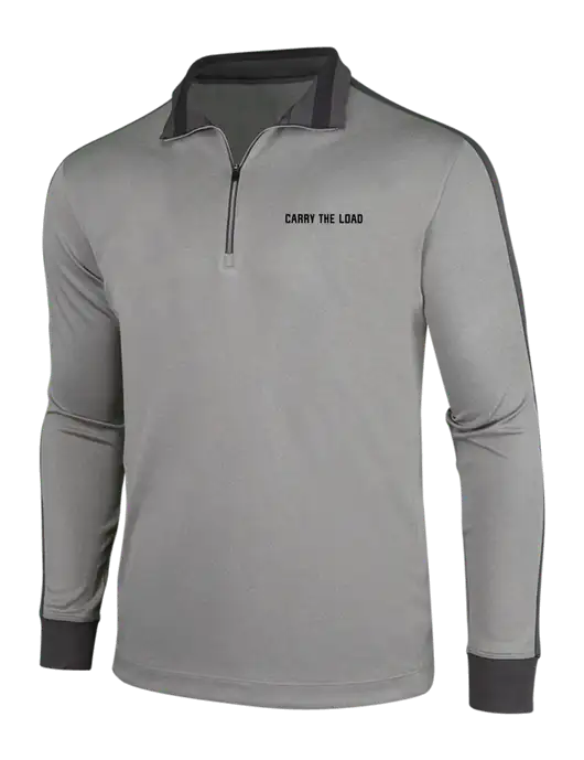 NIKE Athletic Grey/Heather Dark Grey Dry-Fit 1/2 Zip Cover-Up w/Carry The Load Logo
