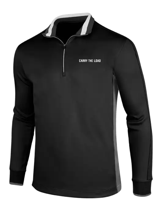 NIKE Black/Dark Grey/White Dry-Fit 1/2 Zip Cover-Up w/Carry The Load Logo