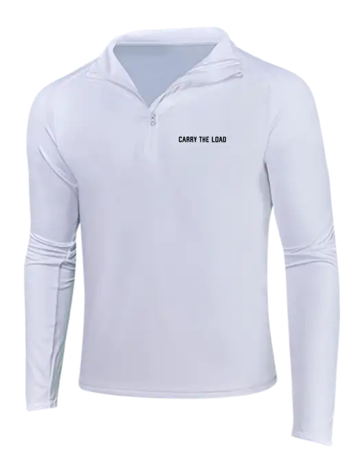 White Sport Wick Stretch 1/4 Zip Pullover w/Carry The Load Logo