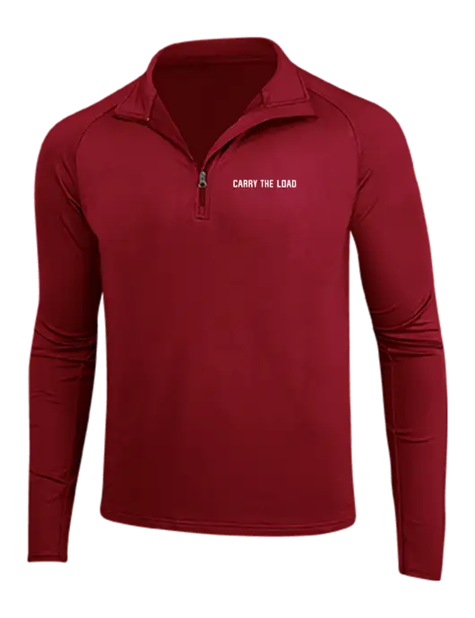 Red Sport Wick Stretch 1/4 Zip Pullover w/Carry The Load Logo