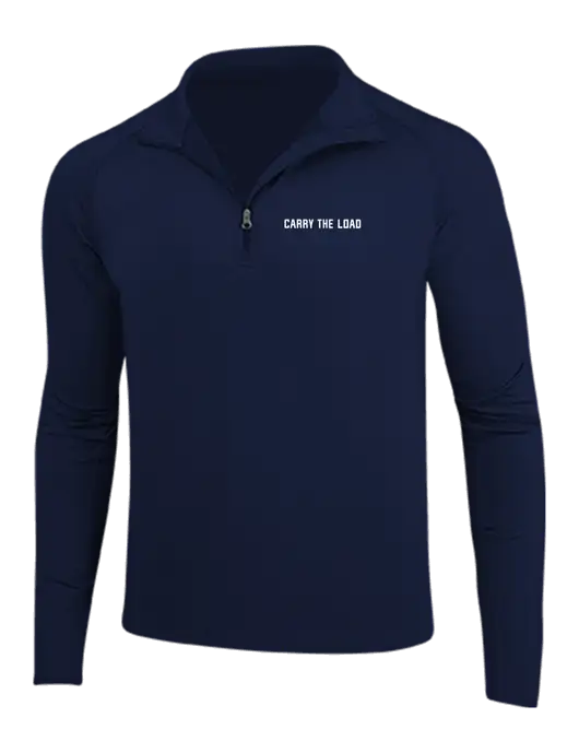 Navy Sport Wick Stretch 1/4 Zip Pullover w/Carry The Load Logo
