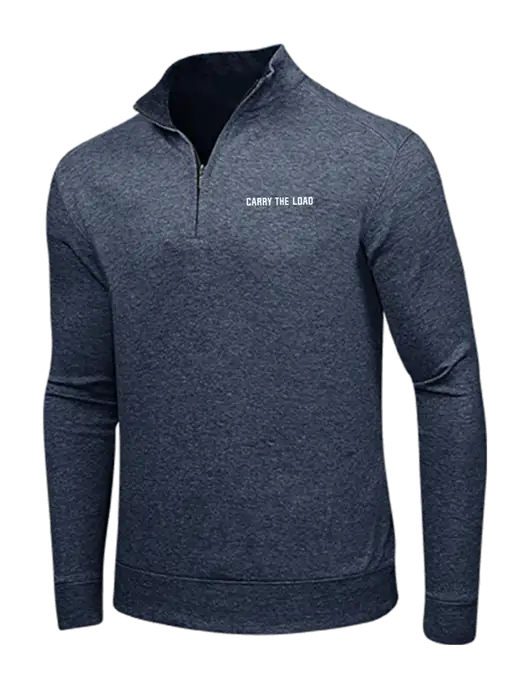 Estate Blue Heather/Charcoal Heather Interlock 1/4 Zip w/Carry The Load Logo